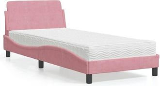 vidaXL Cama Con Colch&oacute;n Terciopelo Rosa 80x200 Cm Vidaxl