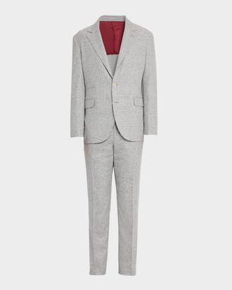 Brunello Cucinelli Men & apos;s Plaid Donegal Effect Two-Piece Suit