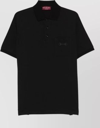 Gucci polo shirt chest pocket equestrian detail collar