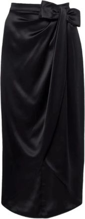 Valentino Bow Draped Midi Rok - Dames - Midirokken - Zwart - M - Satijn - Rokken