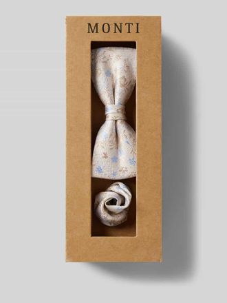 Monti Seidenfliege im Set mit Einstecktuch in Beige, Größe 1