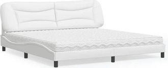 vidaXL Vidaxl - Cama Con Colch&oacute;n Cuero Sint&eacute;tico Blanco 200x200 Cm