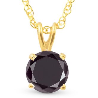 Pompeii3 2 Ct Black Diamond Solitaire Pendant in 14k White or Yellow Gold 18 Necklace