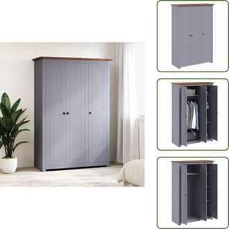 vidaXL The Living Store Armadio a 3 Ante Grigio 118x50x171,5cm in Pino Panama Range - Armadio grigio