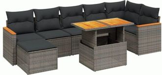 vidaXL Vidaxl - Set De Sof&aacute;s De Jard&iacute;n 8 Pzas Y Cojines Rat&aacute;n Sint&eacute;tico Gris