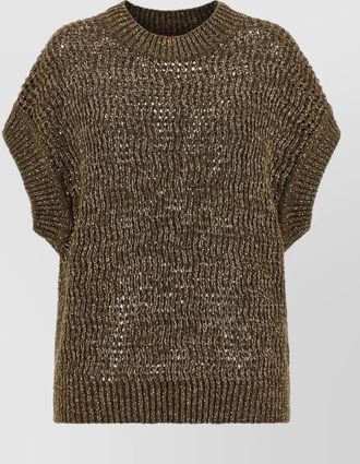 Max Mara armonia metallic knit short sleeve sweater