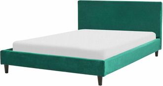 Beliani Beliani - Letto matrimoniale in tessuto verde scuro con rete a doghe 140 x 200 cm Fitou