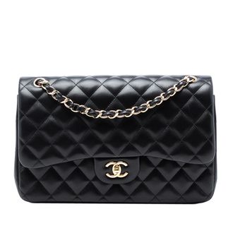 Chanel Tweedehands Jumbo Classic Lamsleer Dubbele Flap