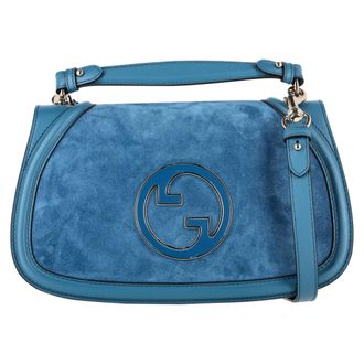 Gucci Gucci Grote Blondie Handtas in Blauw Su&egrave;de en Leer