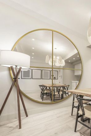 MirrorOutlet Gold Large Circular Window Metal Wall & Leaner Mirror (200x200cm) | Size: 1 Pack