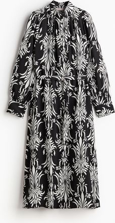 H&M Midikleid mit Kragen - Schwarz/Gemustert