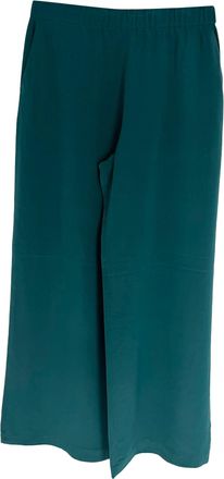Max Mara Wide Leg Pants in Green Silk