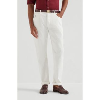 Brunello Cucinelli Garment-dyed denim trousers in Snow at Nordstrom, Size 50 It