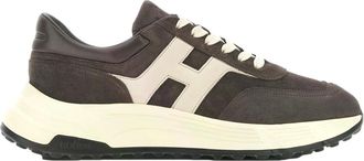 Hogan Dark Suede Padded Collar Sneakers