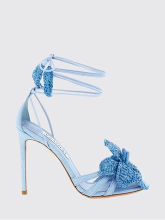 Aquazzura Sandalo Calypso in canvas e fiore di rafia