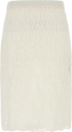 Bottega Veneta Womens White Lace Skirt - Ivory Cotton - Size X-Small