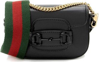 Gucci Black Leather Horsebit 1955 Super Mini Shoulder Bag (Authentic Pre- Loved)