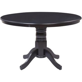 Beliani Beliani - Tavolo da pranzo rotondo in legno retr&ograve; con piedistallo 120 cm nero Akron