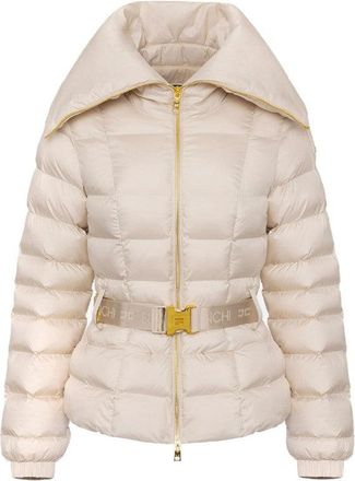 Elisabetta Franchi Quilted High Collar Jacket With Belted Waist