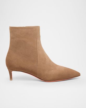 Santoni Suede Kitten Heel Ankle Booties