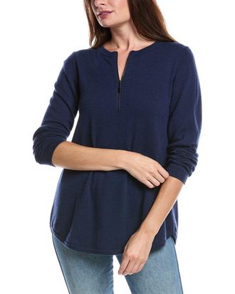 Fort&eacute; Cashmere Pleat Back 1/4-Zip Cashmere Sweater