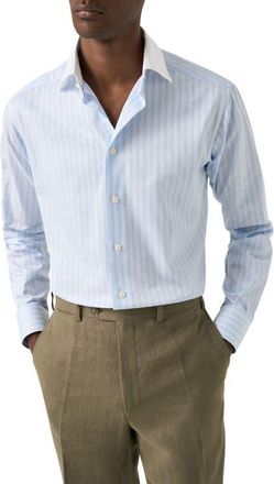 Eton Slim Fit Stripe Dress Shirt in Light Blue at Nordstrom, Size 14.5