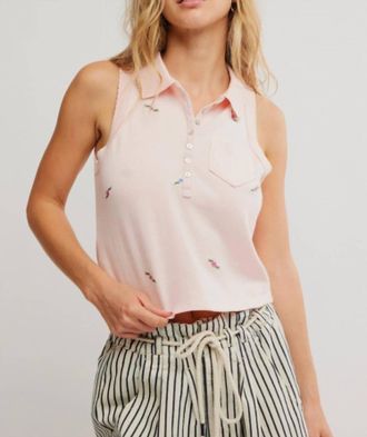Free People Womens Pepper Collared Floral Polo In Pink