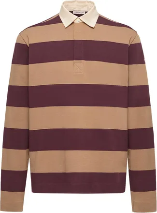 Moncler Moncler Striped Cotton Long Sleeve Polo Shirt, Men, Multicolor, Size: 3xl