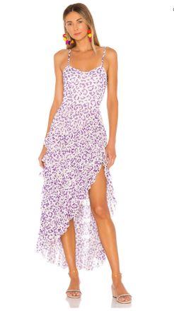 Rococo Sand Purple Leopard Print Avana Midi Dress Size S