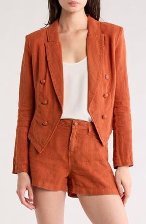 L'agence Wayne Double Breasted Linen Crop Blazer in Sienna at Nordstrom Rack, Size X-Small