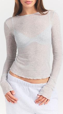 SKIMS Sheer Cotton Blend T-Shirt in Light Heather Grey at Nordstrom, Size X-Large