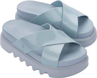 Melissa Cozy Cross Platform Slide Sandal in Blue at Nordstrom, Size 10