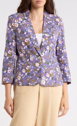 Nicole Miller Jade Floral Notch Lapel Blazer in Ditsy Periwinkle Print at Nordstrom Rack, Size X-Large