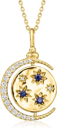 Ross-Simons Lapis,. White Topaz and. Sapphire Reversible Celestial Pendant Necklace in 18kt Gold Over Sterling