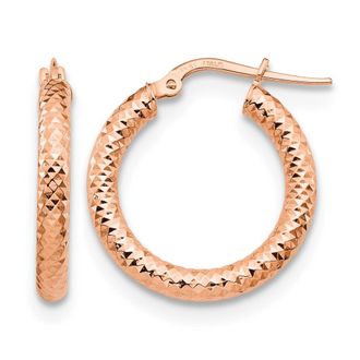 Diamond2Deal 14K Gold 3x20 Diamond-cut Round Hoop Earrings