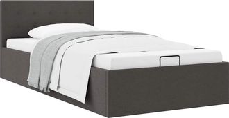 vidaXL Cama Canap&eacute; Hidr&aacute;ulica De Almacenaje Sin Colch&oacute;n Gris 90x200 Cm Vidaxl
