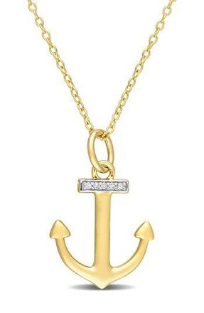 Delmar Pave Diamond Accent Anchor Pendant Necklace - 0.03 ctw in Gold at Nordstrom Rack
