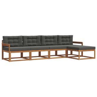 vidaXL Conjunto De Sof&aacute;s De Exterior 5 Pcs Natural Y Antracita Vidaxl