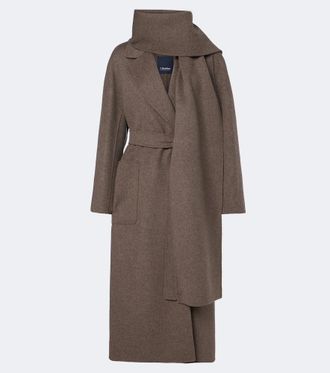 Max Mara Scarf-detail virgin wool wrap coat