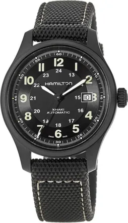 Hamilton Khaki Field Titanium Auto Black Dial Rubber Strap Mens Watch H70575733