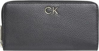 Calvin Klein Accessoires, Dames, Zwart, ONE Size, Polyester, Re-Lock Slim Ritssluiting Portemonnee