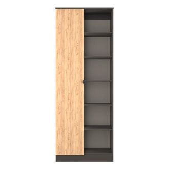 Lewis's Bora Tall 2 Door 1 Drawer Robe in Gold Craft Oak & Graphite - Ready Assembled - Lewiss Home | TJ Hughes
