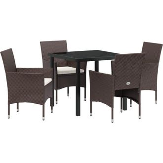 vidaXL Conjunto De Comedor De Jard&iacute;n Con Coj&iacute;n 5 Pcs Marr&oacute;n Polirat&aacute;n Vidaxl