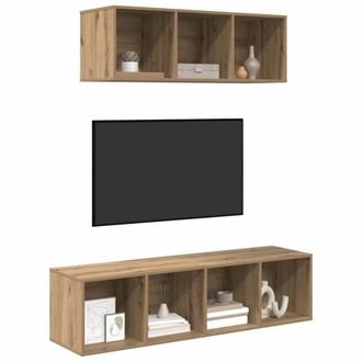 Berkfield Home TV Cabinet Set with Shelf 2 pcs Artisan oak 37 x 37 x 142.5 cm in Brown
