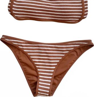 L*Space Womens Hazel Bikini Top In Brn Stripe