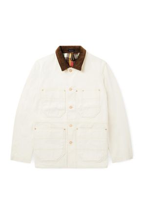 Drake's Welder Corduroy-Trimmed Denim Jacket