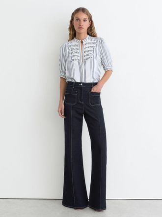 Reiss Indigo Blue Patch-pocket Flared Jeans, 24R
