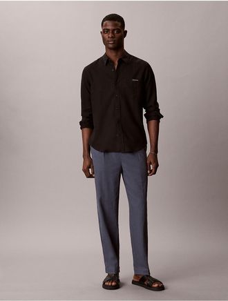 Calvin Klein Mens Linen Blend Pleated Pull-On Pants - Medium Grey - XL