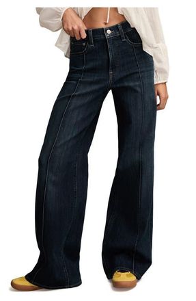 Lucky Brand Stevie High Waist Front Seams Wide Leg Jeans in Lowkey Wash at Nordstrom, Size 25 X 32