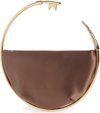 L'Alingi Key Eternity Satin Clutch in Chocolate Brown at Nordstrom